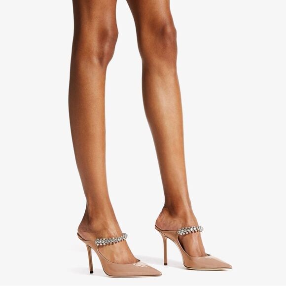 Jimmy Choo Bing 100MM Embellished Patent Leather Mules size 38 - Picture 2 of 15